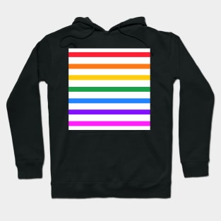 White and rainbow stripes - horizontal Hoodie